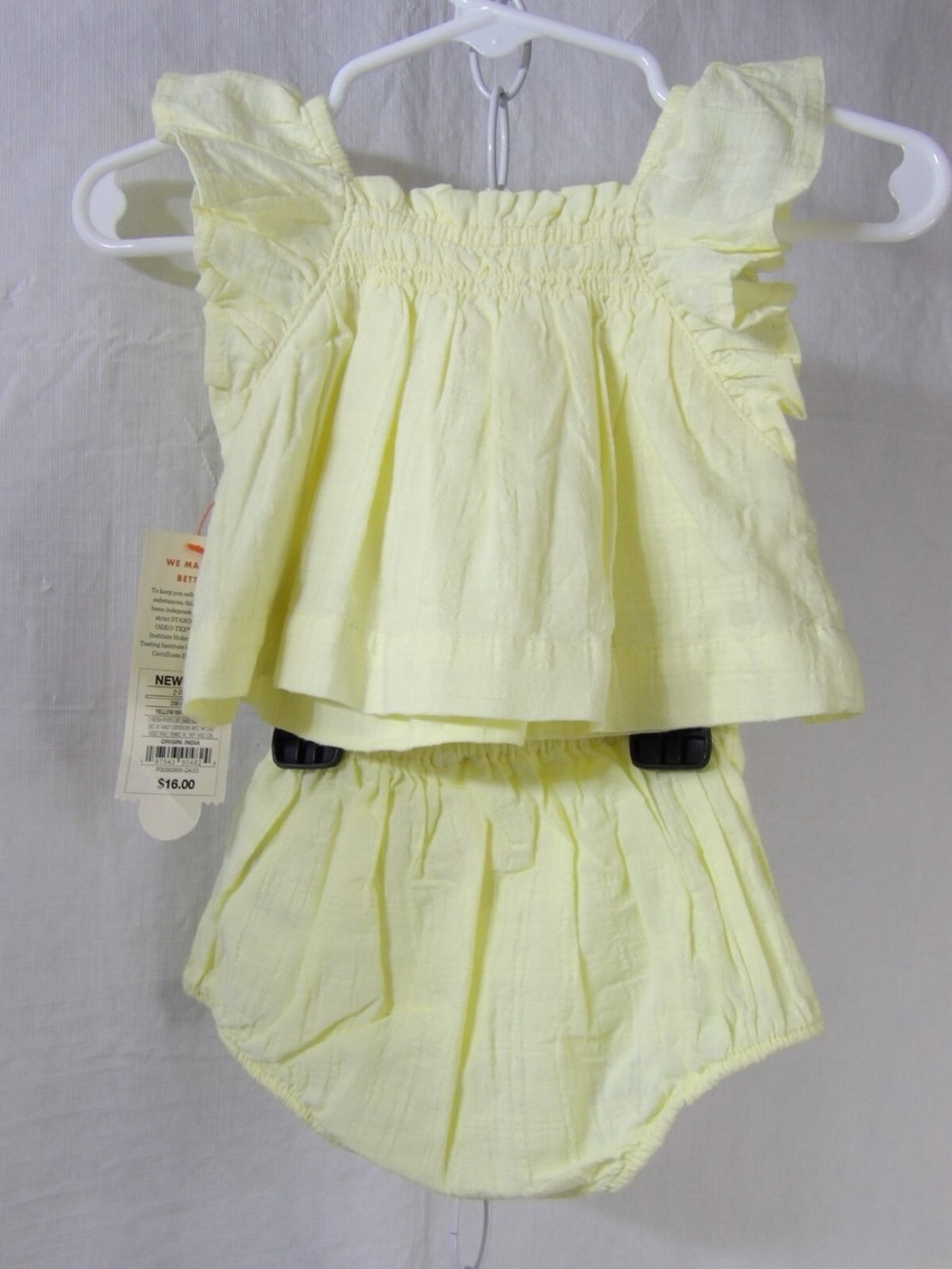 Cat & Jack Yellow summer two-piece set with a smocked bodice and ruffle sleeves
